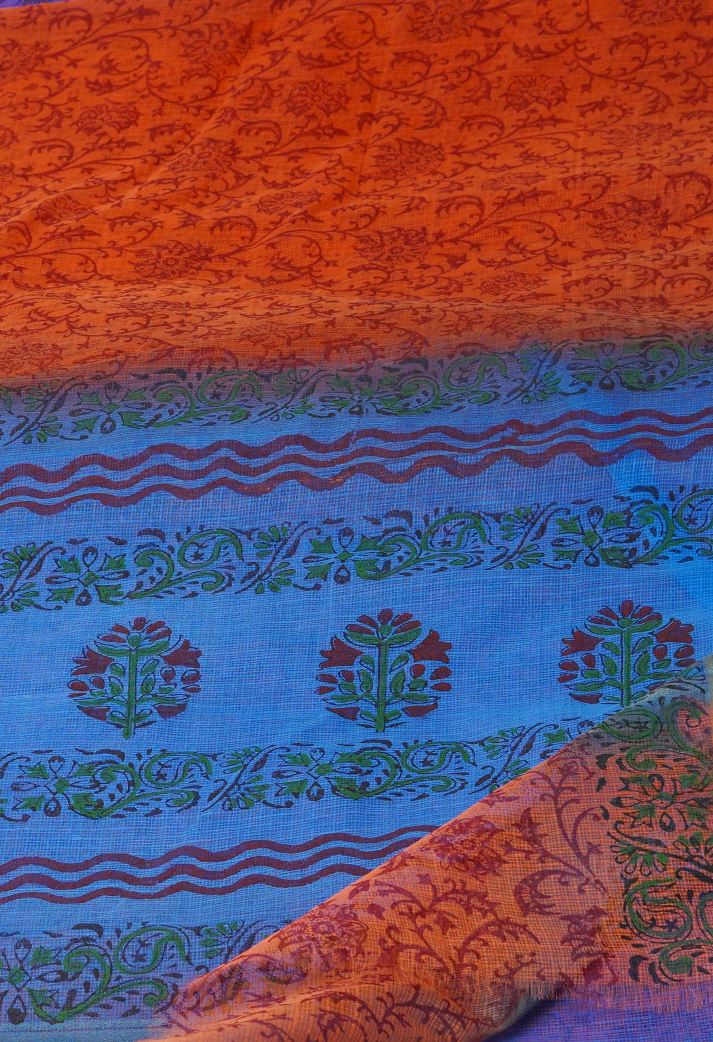 Brown Pure  Dyed Printed Kota Cotton Saree-UNM72533