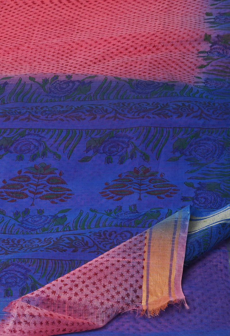 Light Pink Pure  Dyed Printed Kota Cotton Saree-UNM72535