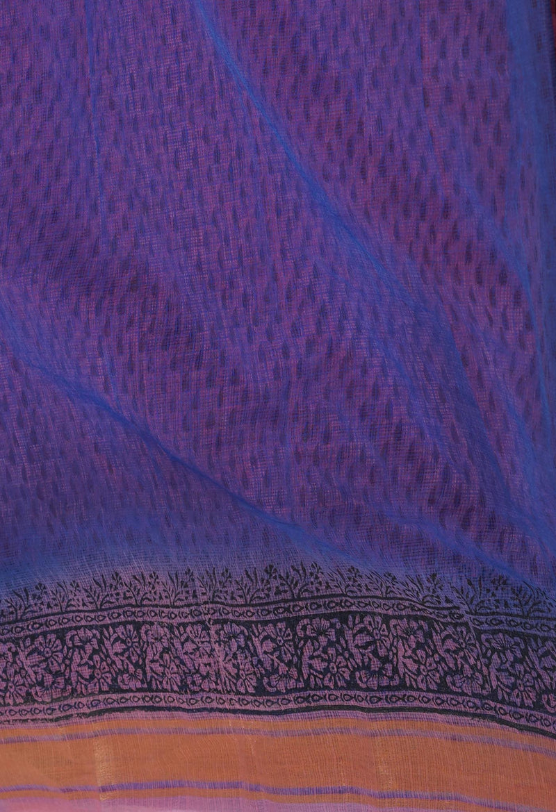 Light Pink Pure  Dyed Printed Kota Cotton Saree-UNM72543