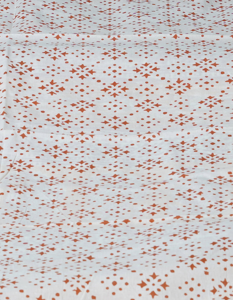 White Pure  Block Printed Superfine Mulmul  Cotton Saree-UNM72578