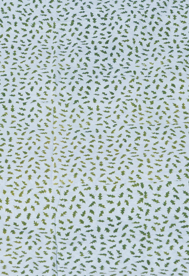 White-Green Pure  Block Printed Superfine Mulmul  Cotton Saree-UNM72617