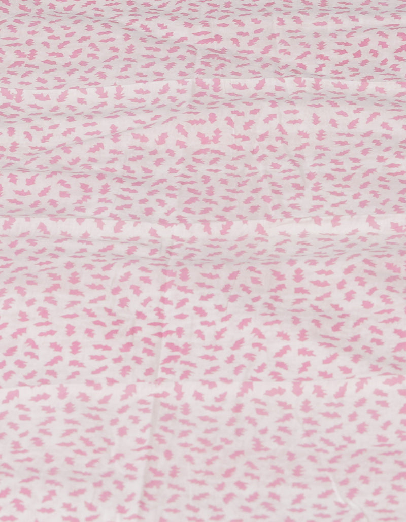 White-Pink Pure  Block Printed Superfine Mulmul  Cotton Saree-UNM72620
