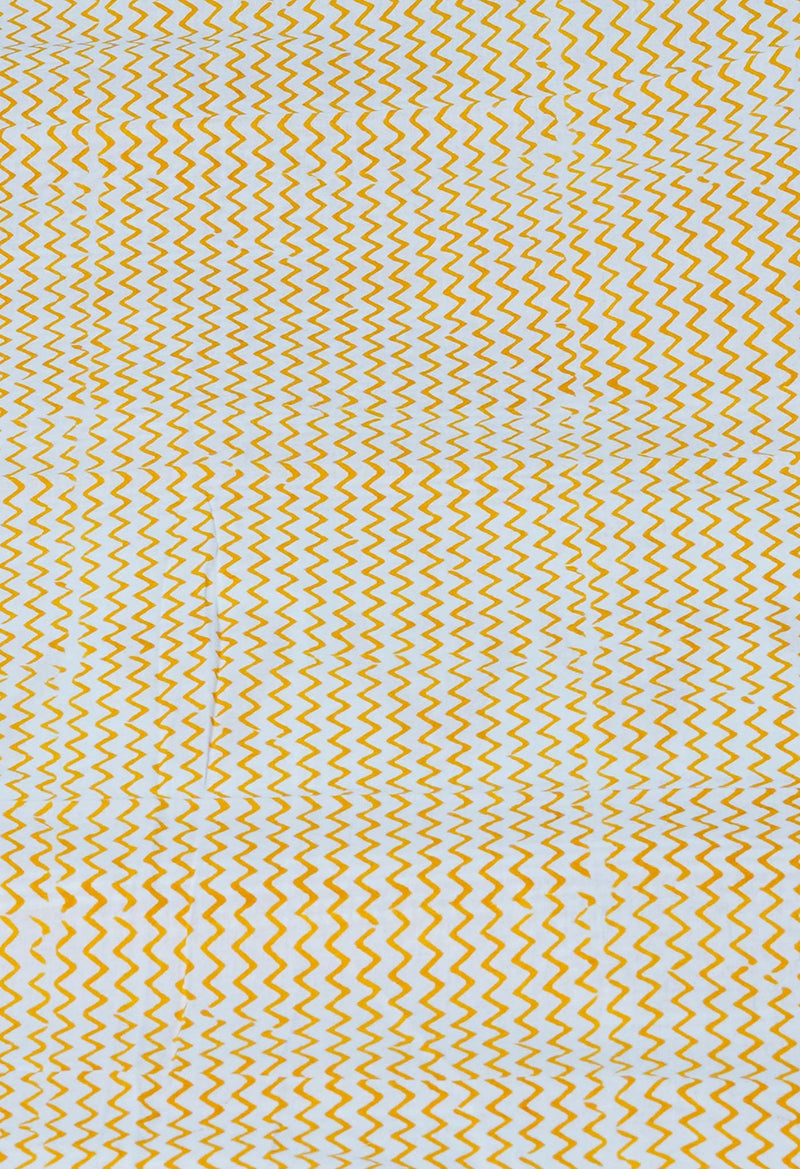 Yellow Pure  Block Printed Superfine Mulmul  Cotton Saree-UNM72623
