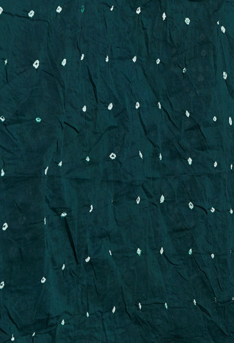 Dark Green-Maroon Pure  Bandhani Cotton Saree-UNM72633