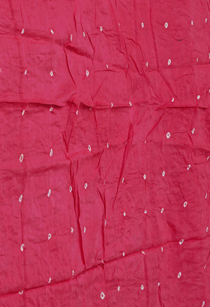 Blue-Pink Pure  Bandhani Cotton Saree-UNM72644