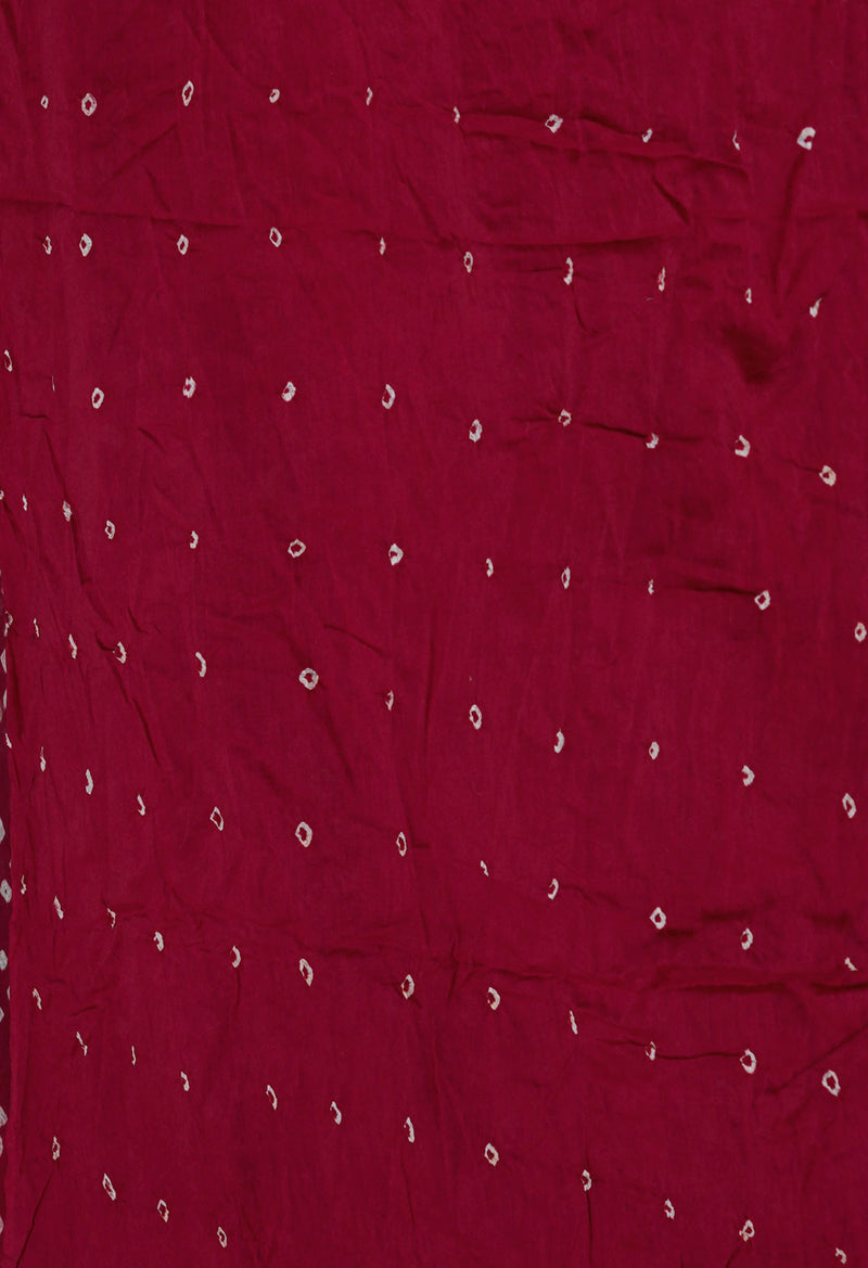 Dark Green-Maroon Pure  Bandhani Cotton Saree-UNM72646