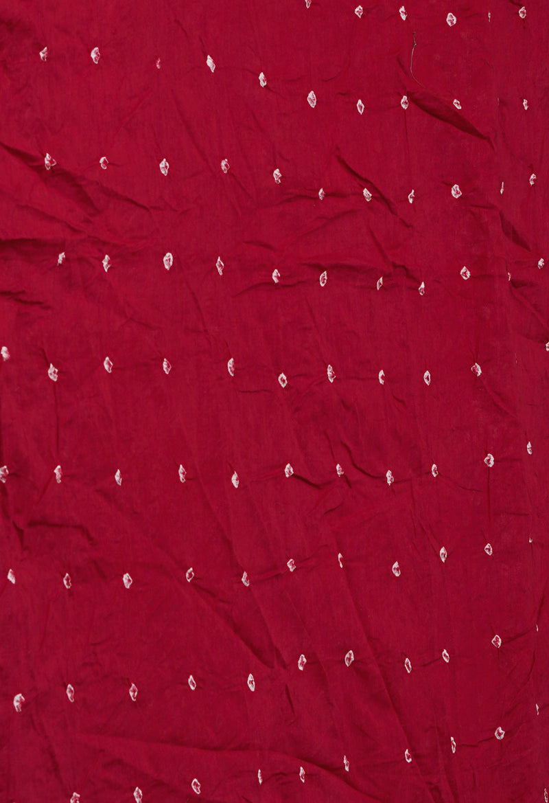 Ecru Brown-Maroon Pure  Bandhani Cotton Saree-UNM72650