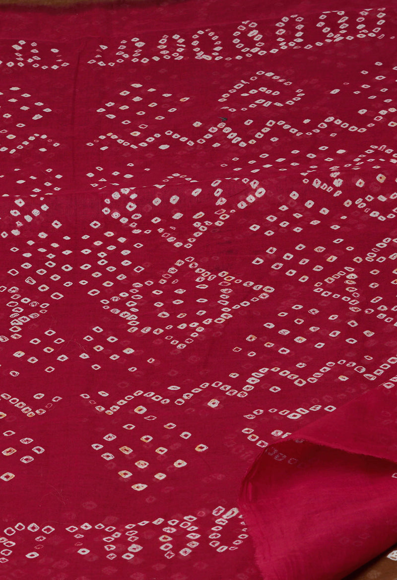 Ecru Brown-Maroon Pure  Bandhani Cotton Saree-UNM72650