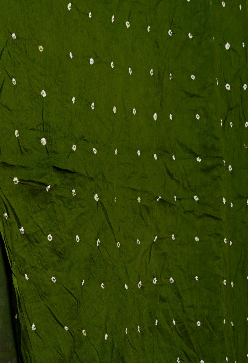 Purple-Olive Green Pure  Bandhani Cotton Saree-UNM72653