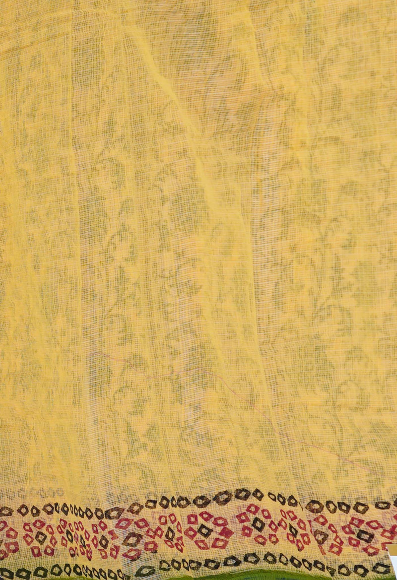 Cream Pure  Block Printed Kota Cotton Saree-UNM72720