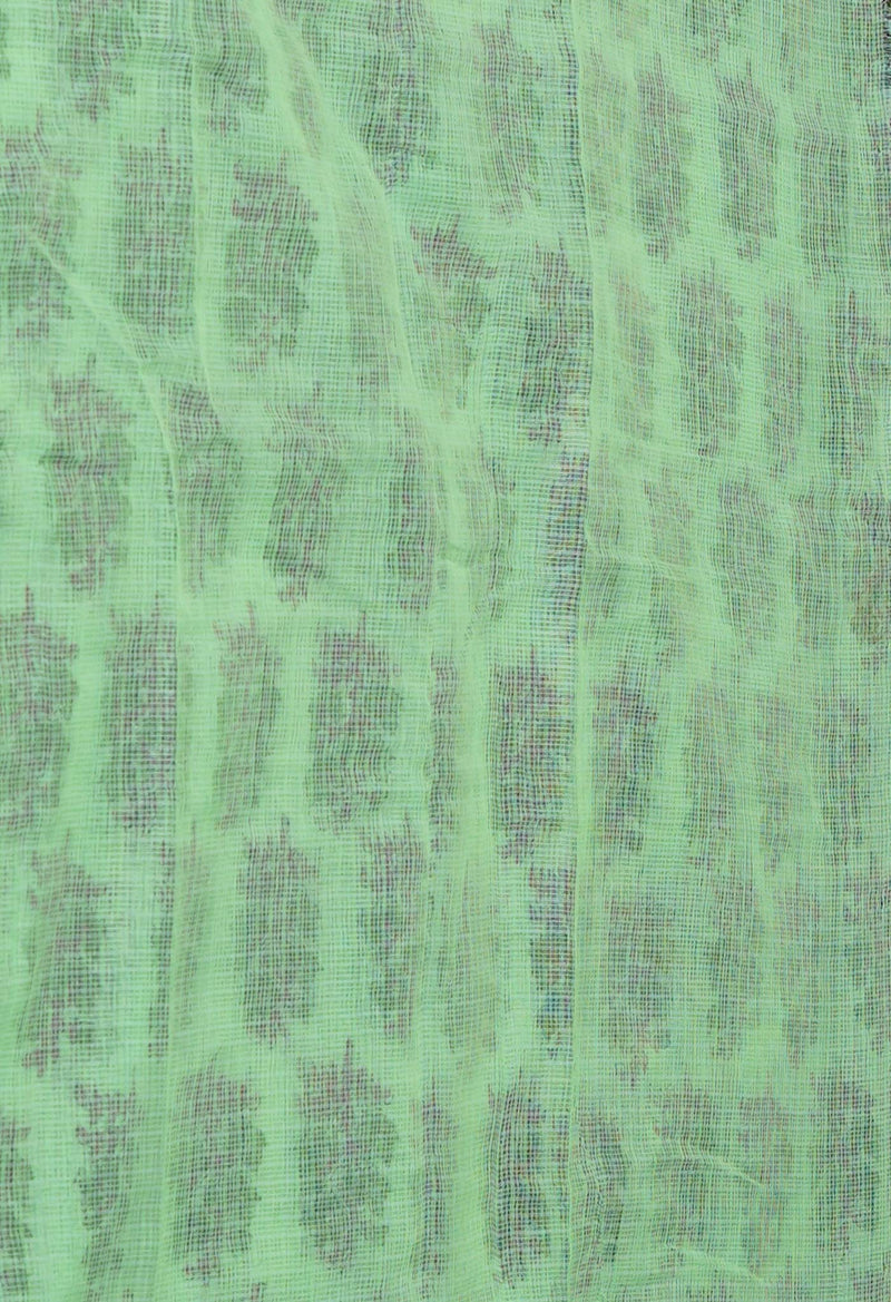 Green Pure  Block Printed Kota Cotton Saree-UNM72740