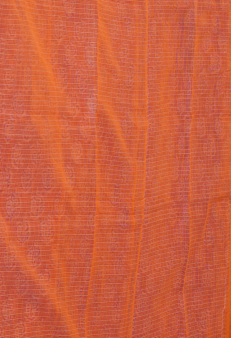 Orange Pure  Block Printed Kota Cotton Saree-UNM72741