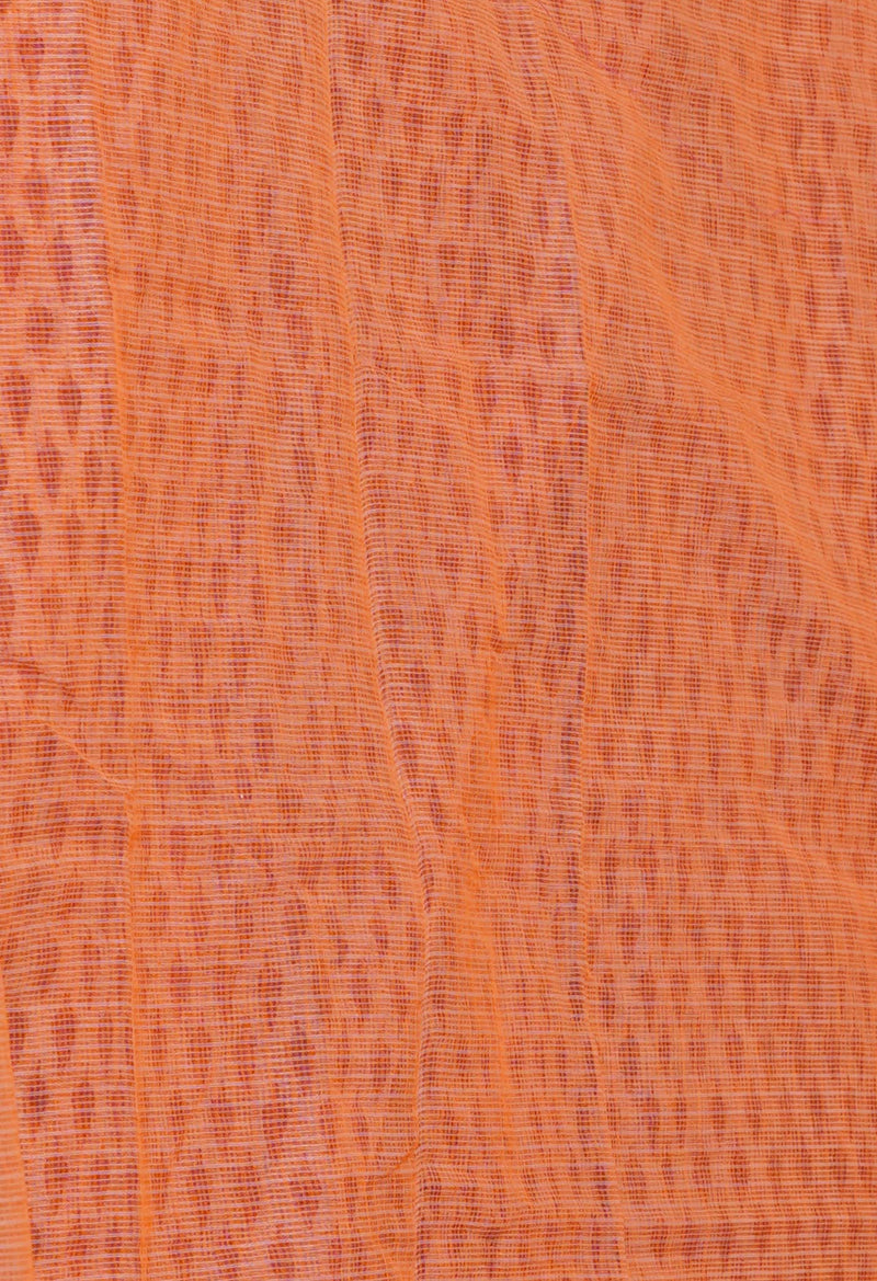 Peach Orange Pure  Block Printed Kota Cotton Saree-UNM72744
