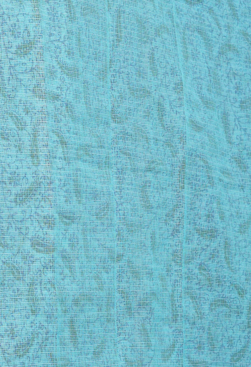 Blue Pure  Block Printed Kota Cotton Saree-UNM72747