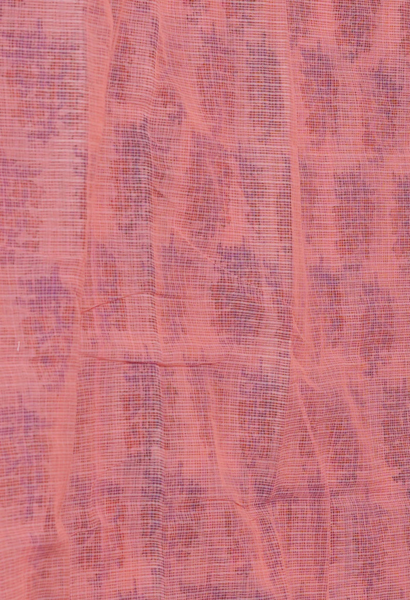 Peach Pink Pure  Block Printed Kota Cotton Saree-UNM72753
