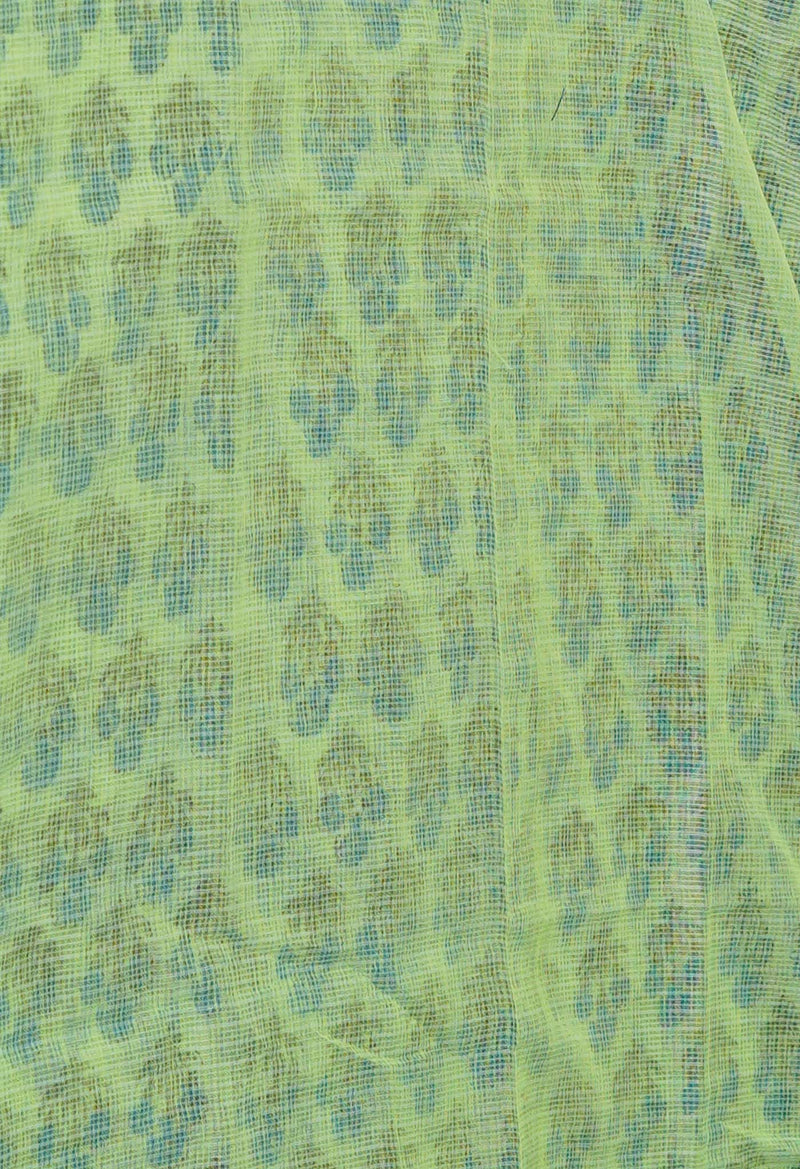 Green Pure  Block Printed Kota Cotton Saree-UNM72756
