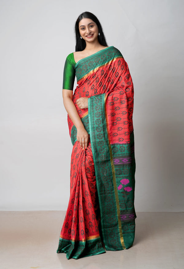 Red  Dyed Printed Summer Bangalore Soft Silk Saree-UNM72760