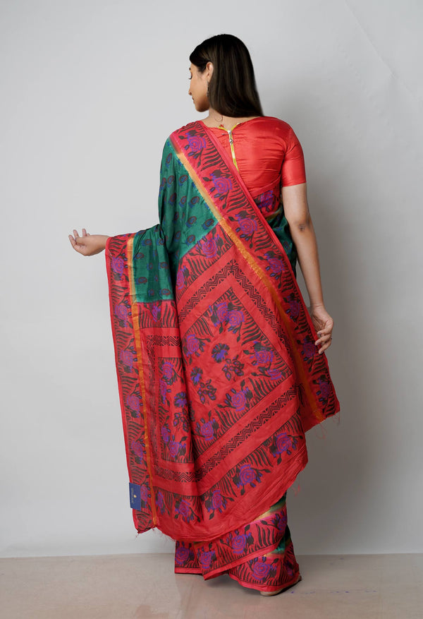 Green  Dyed Printed Summer Bangalore Soft Silk Saree-UNM72768