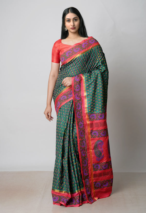 Green  Dyed Printed Summer Bangalore Soft Silk Saree-UNM72769