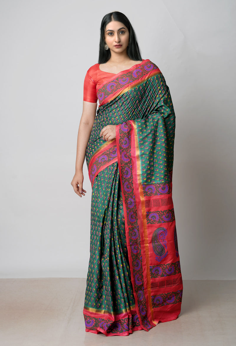 Green  Dyed Printed Summer Bangalore Soft Silk Saree-UNM72769