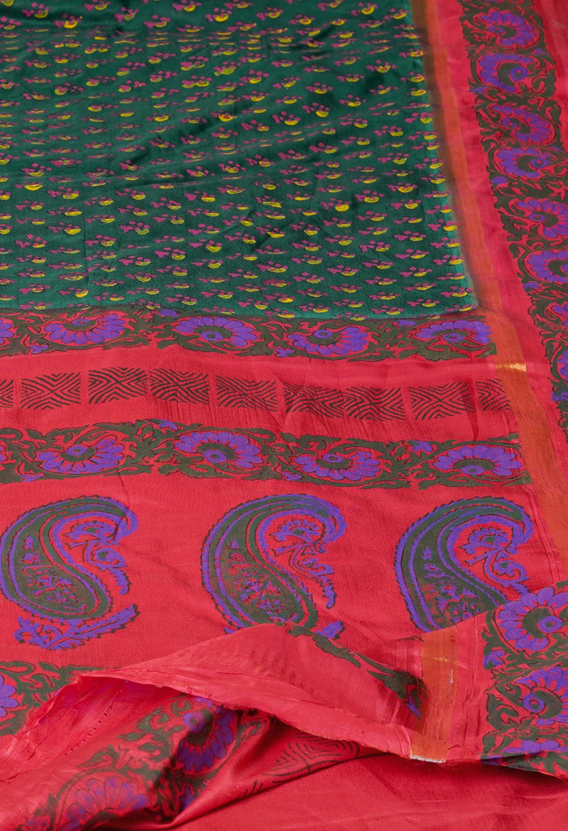 Green  Dyed Printed Summer Bangalore Soft Silk Saree-UNM72769