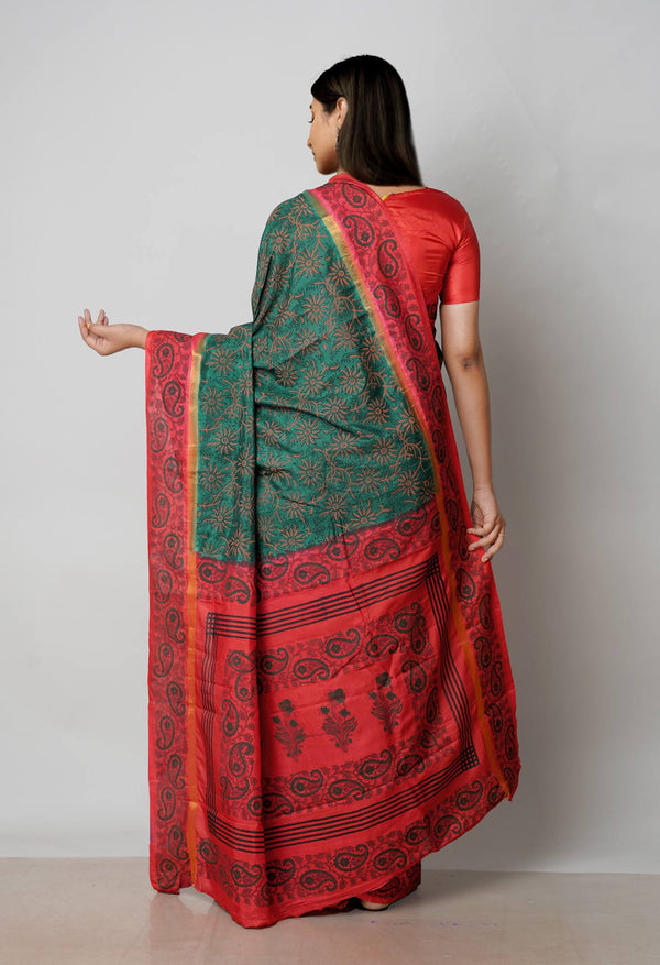 Green  Dyed Printed Summer Bangalore Soft Silk Saree-UNM72773