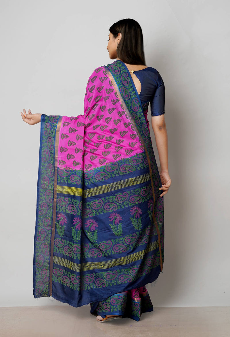 Pink  Dyed Printed Summer Bangalore Soft Silk Saree-UNM72774