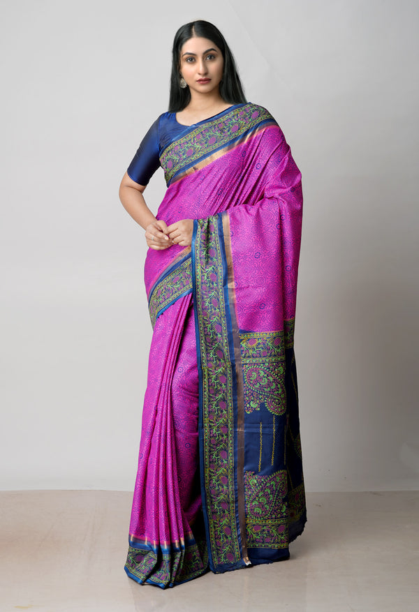 Pink  Dyed Printed Summer Bangalore Soft Silk Saree-UNM72775