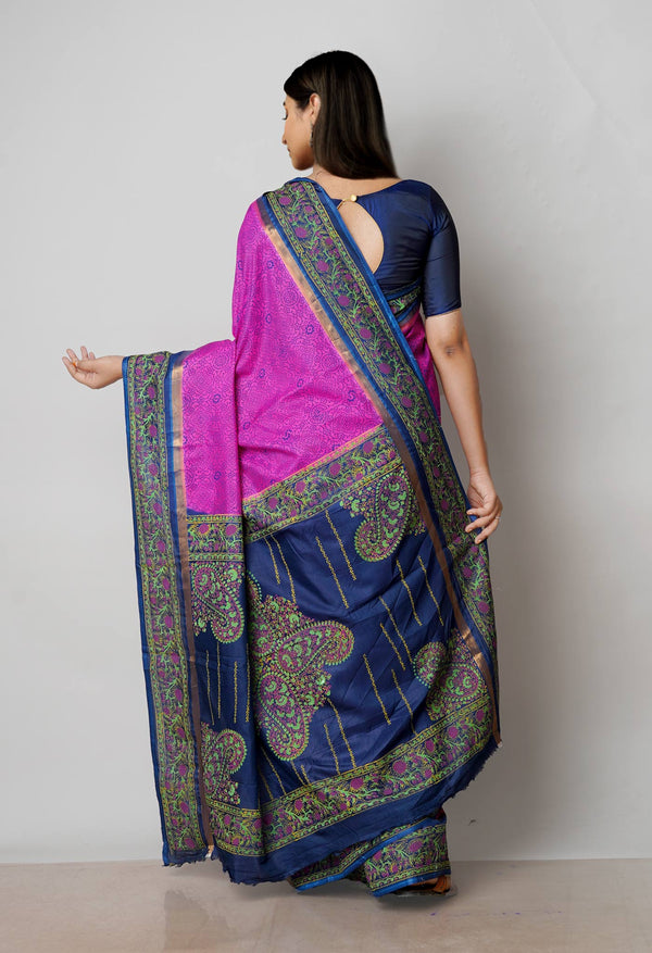 Pink  Dyed Printed Summer Bangalore Soft Silk Saree-UNM72775