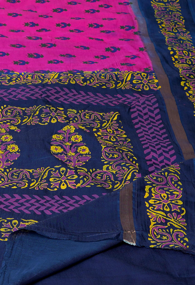 Pink  Dyed Printed Summer Bangalore Soft Silk Saree-UNM72776