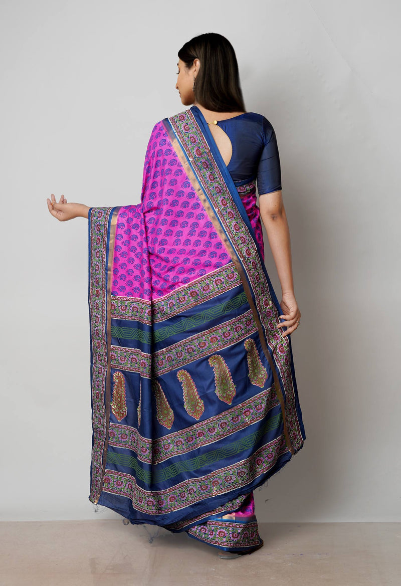 Pink  Dyed Printed Summer Bangalore Soft Silk Saree-UNM72777