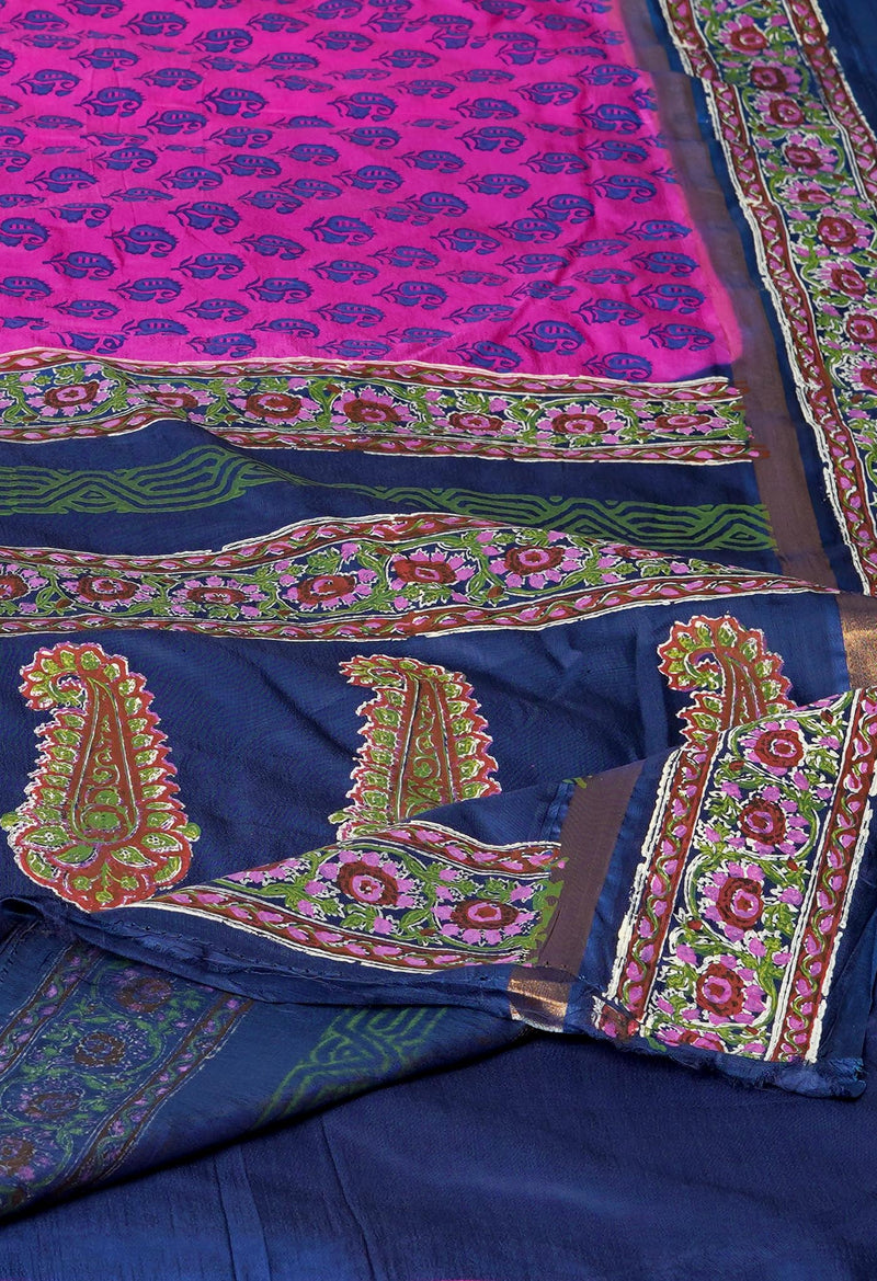 Pink  Dyed Printed Summer Bangalore Soft Silk Saree-UNM72777
