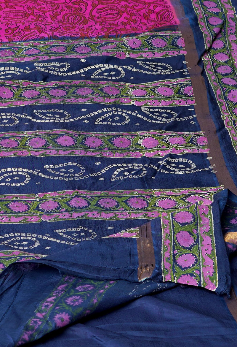 Pink  Dyed Printed Summer Bangalore Soft Silk Saree-UNM72778