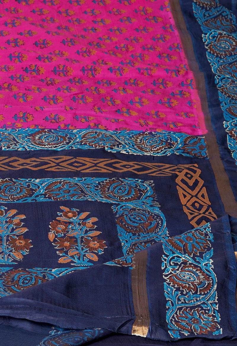Pink  Dyed Printed Summer Bangalore Soft Silk Saree-UNM72779