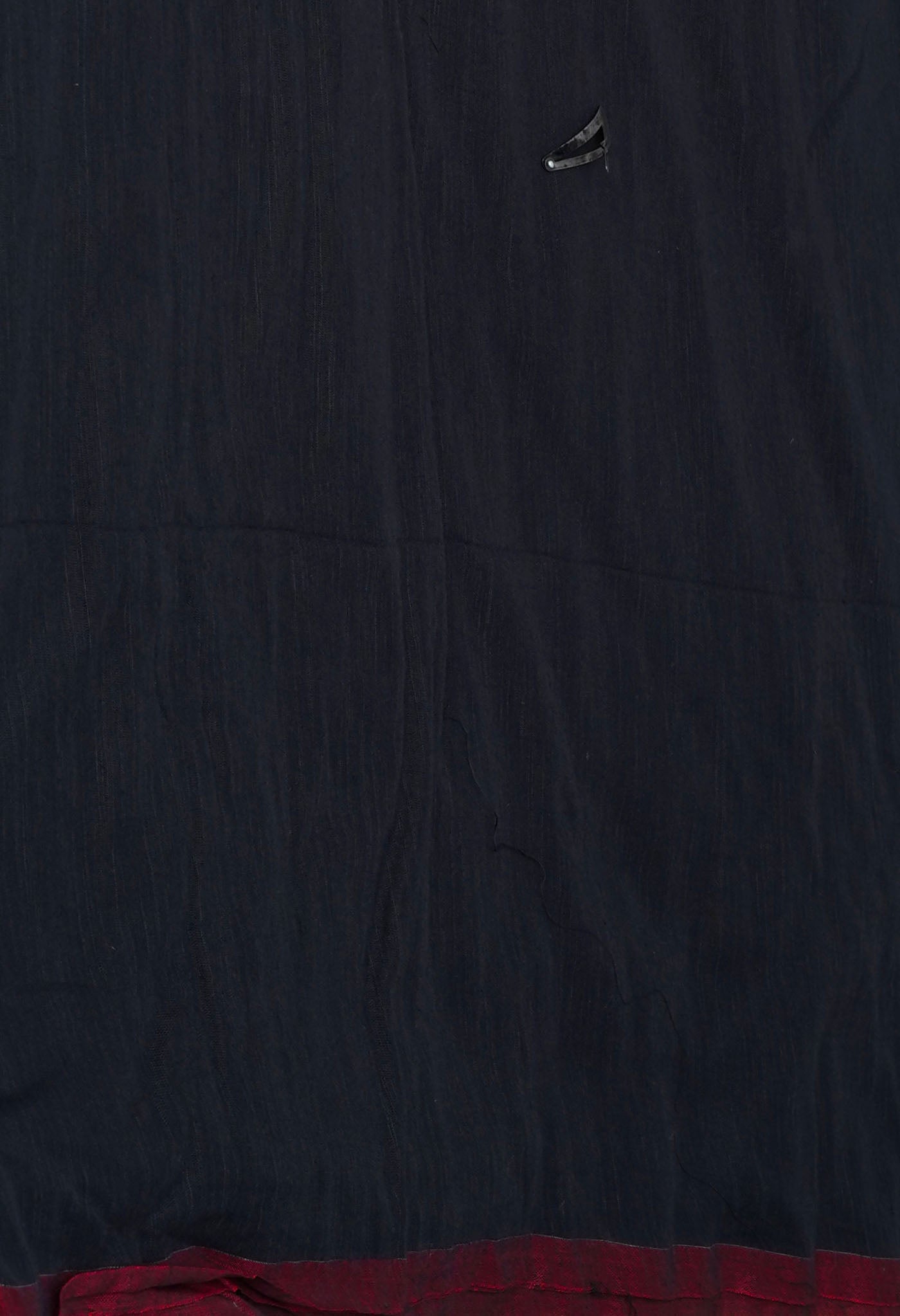 Black Pure Plain Cotton Linen Saree With Tassels