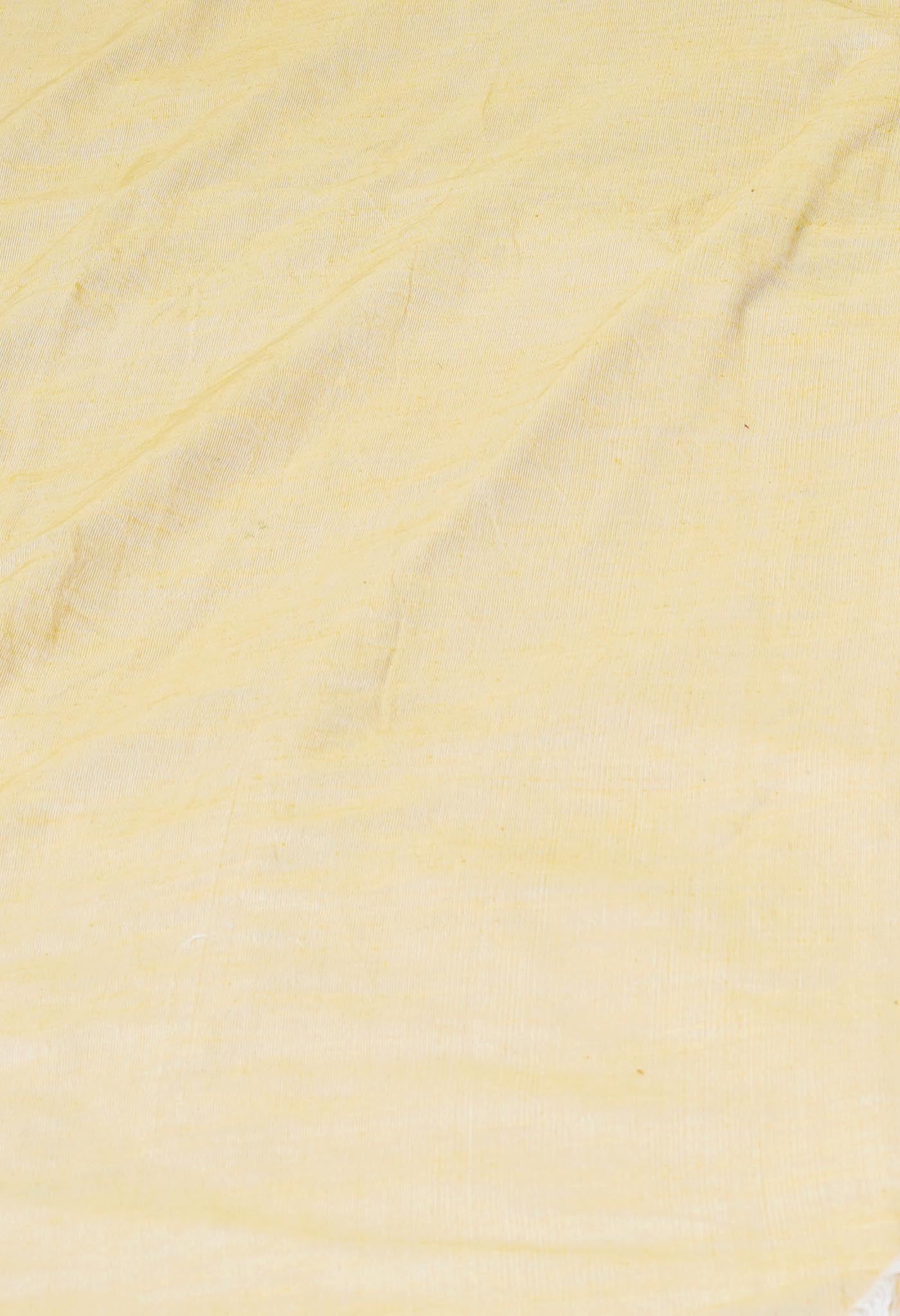 Cream Pure Plain Cotton Linen Saree With Tassels