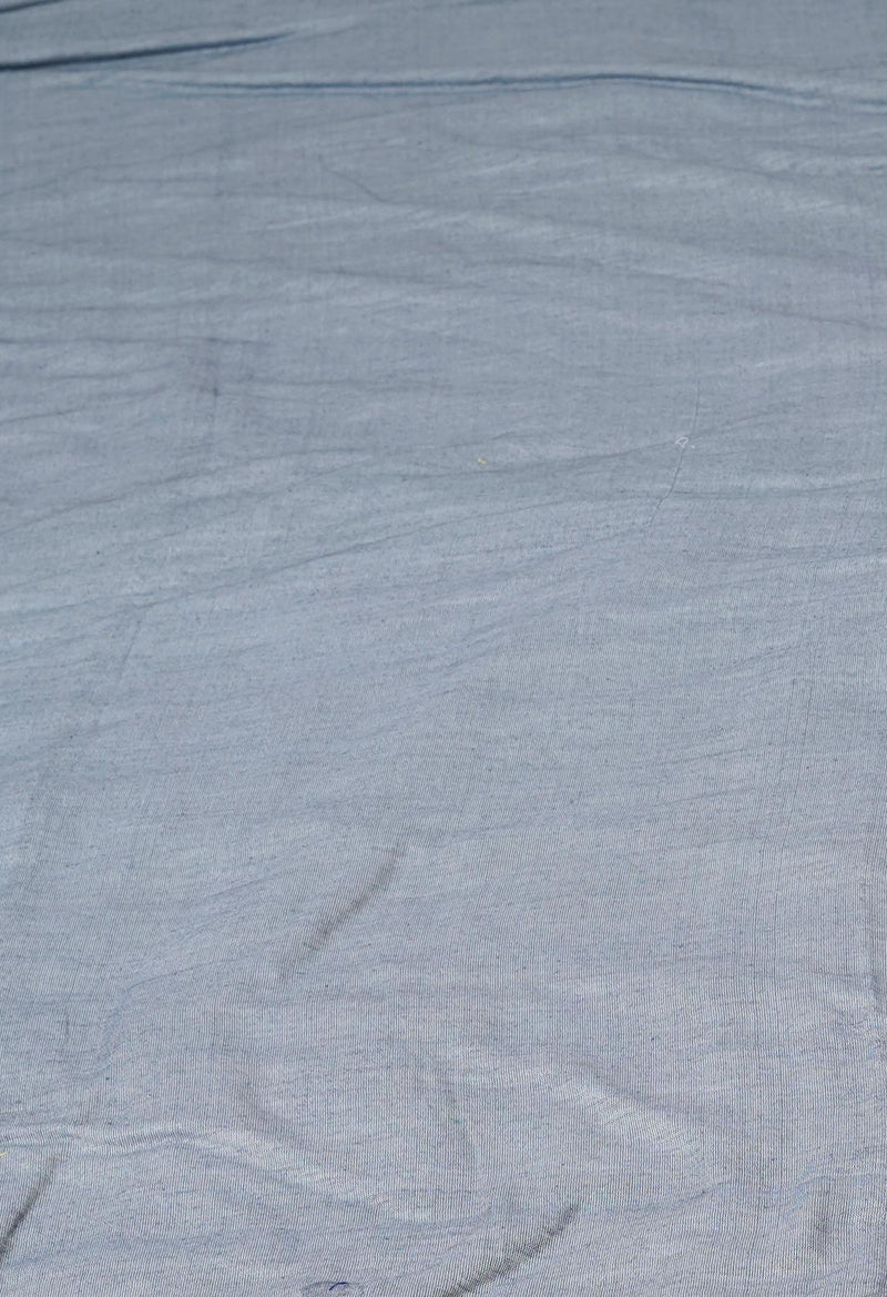 Grey Pure Plain Cotton Linen Saree With Tassels-UNM72854