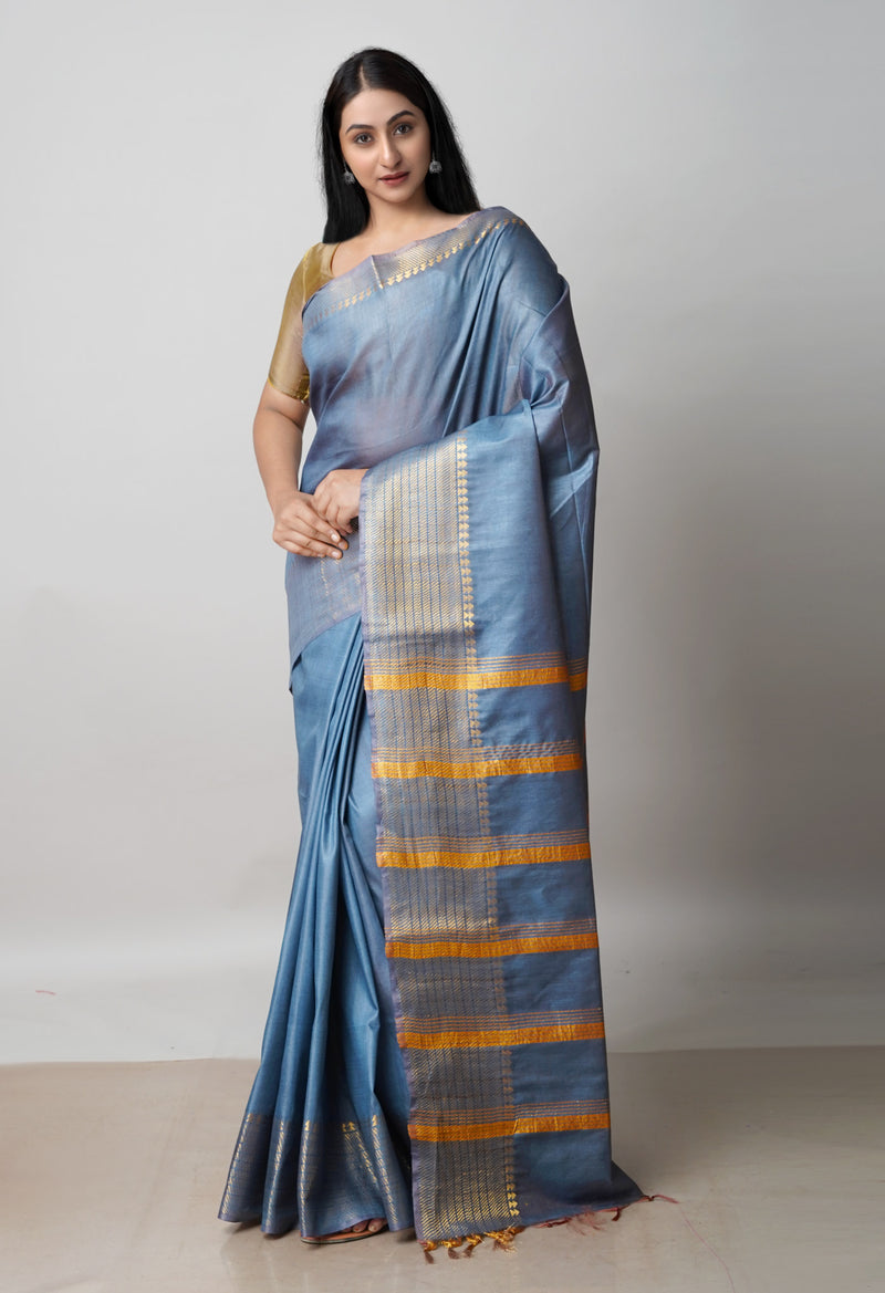 Grey  Chanderi Sico Saree-UNM72869
