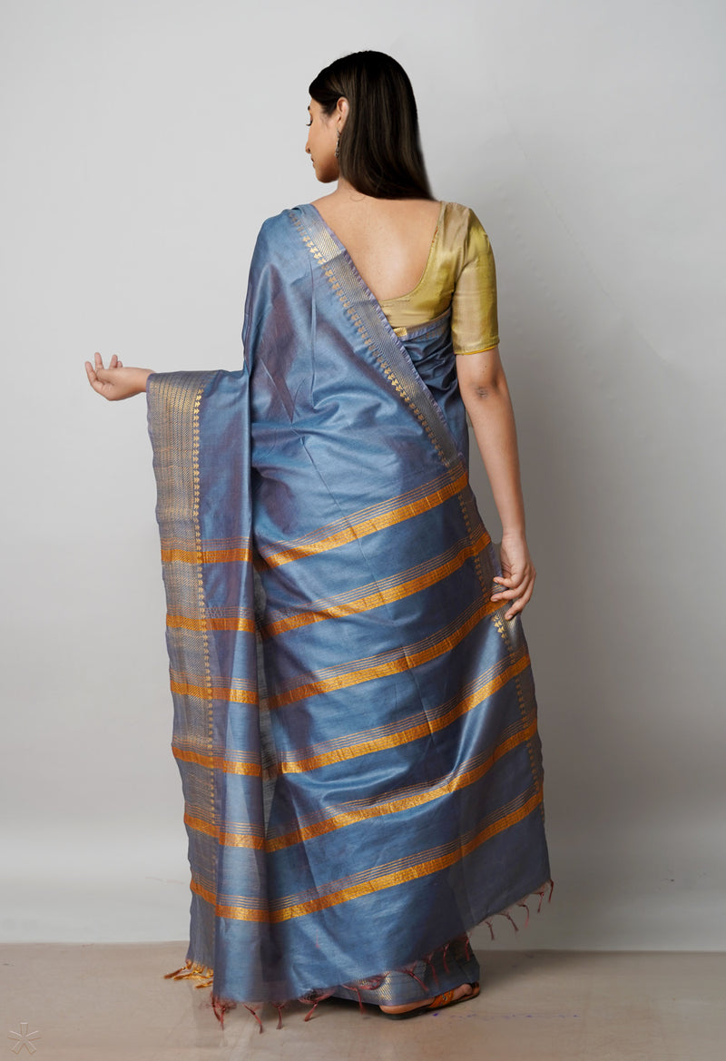 Grey  Chanderi Sico Saree-UNM72869