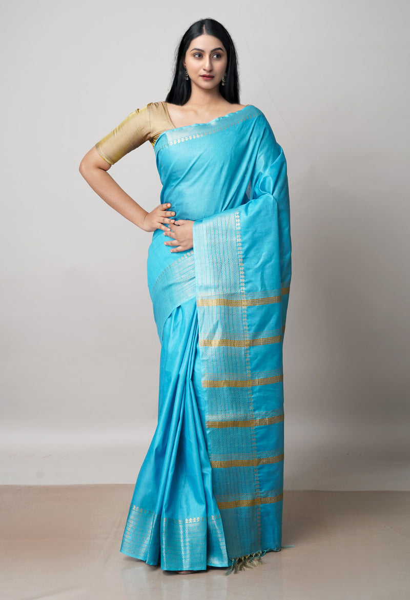 Blue  Chanderi Sico Saree-UNM72870