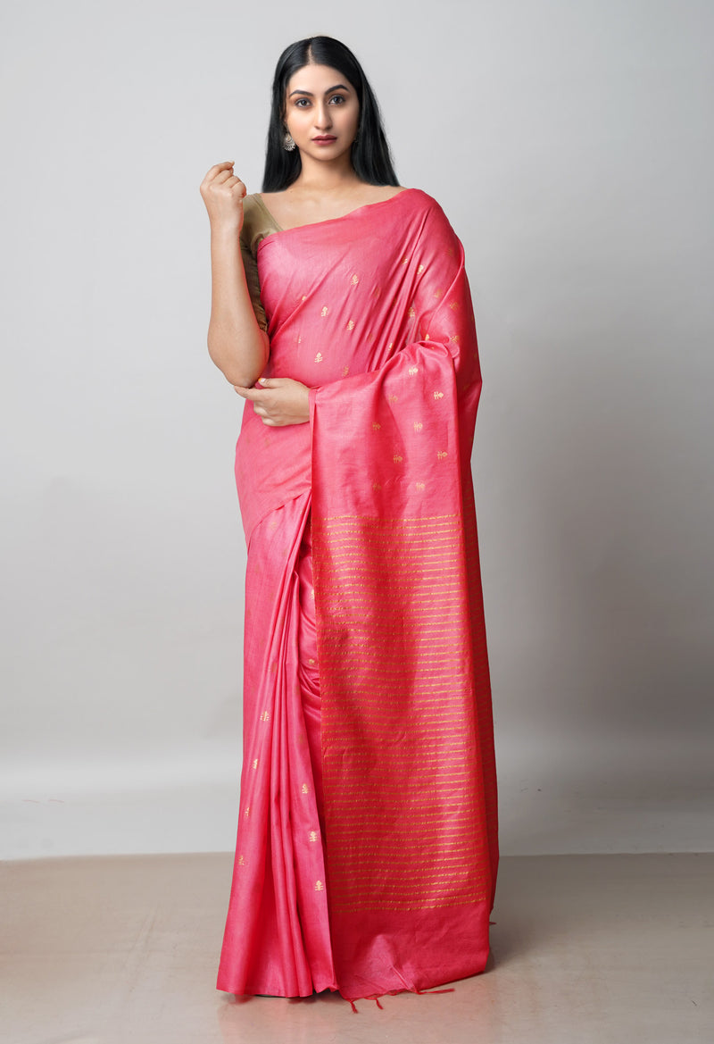 Red  Chanderi Sico Saree-UNM72874