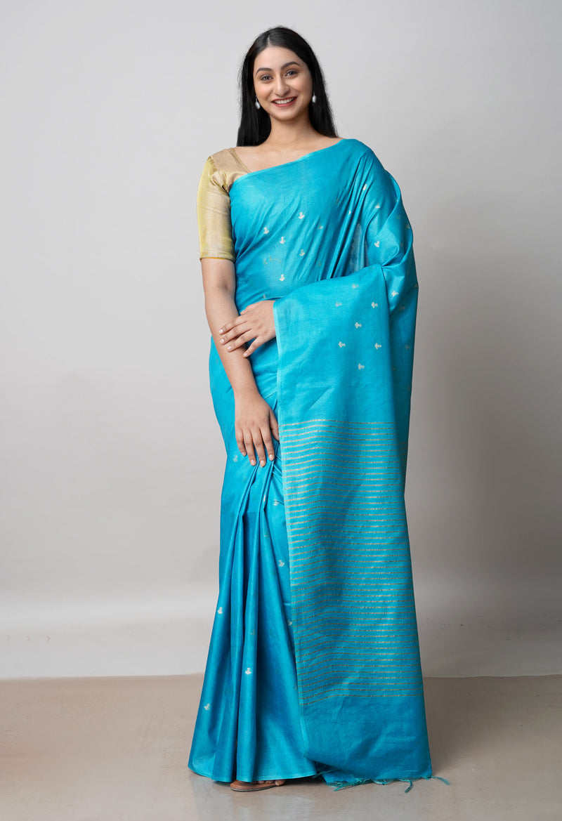 Blue  Chanderi Sico Saree-UNM72875