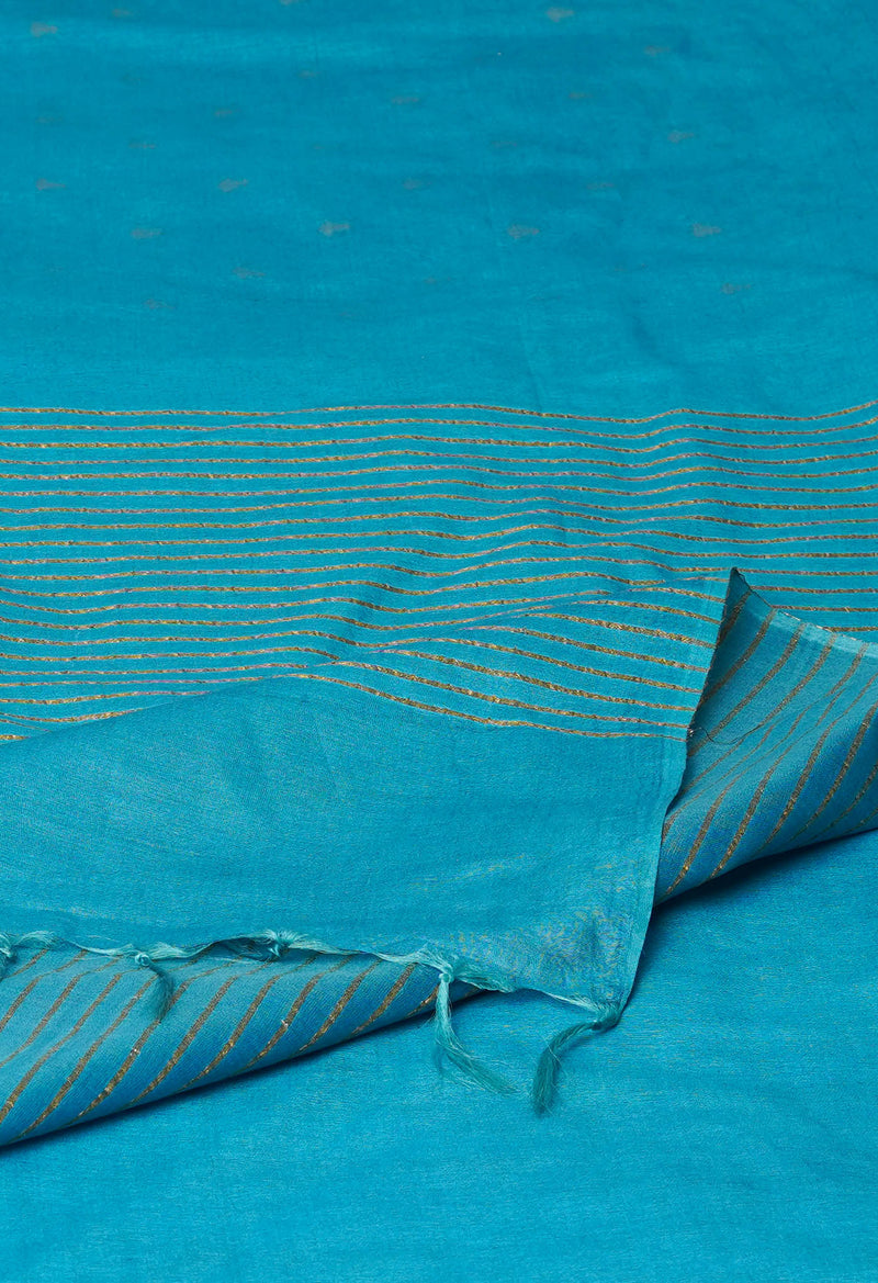 Blue  Chanderi Sico Saree-UNM72875