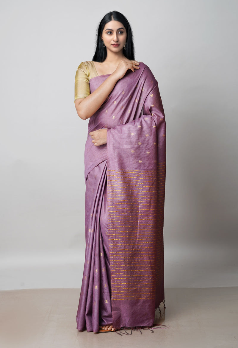 Mauve Purple  Chanderi Sico Saree-UNM72881