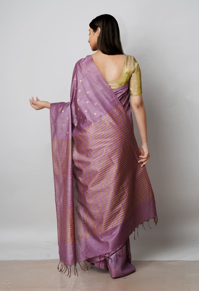 Mauve Purple  Chanderi Sico Saree-UNM72881