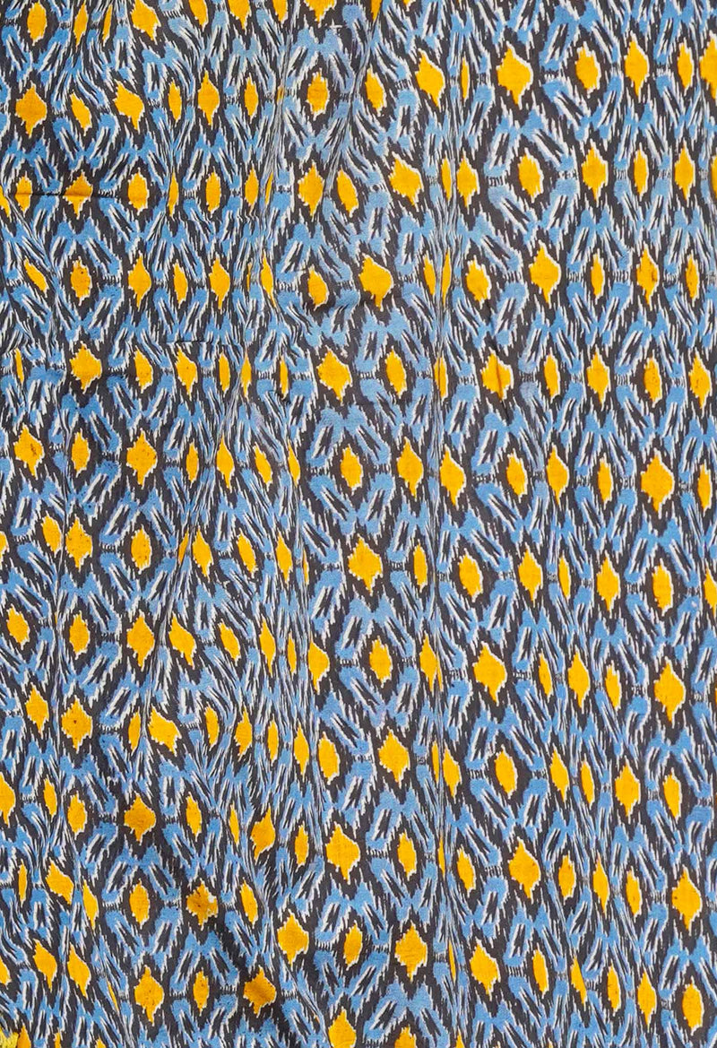 Yellow Pure Block Printed  Kota Cotton Saree With Kalamkari Blouse Piece-UNM72977