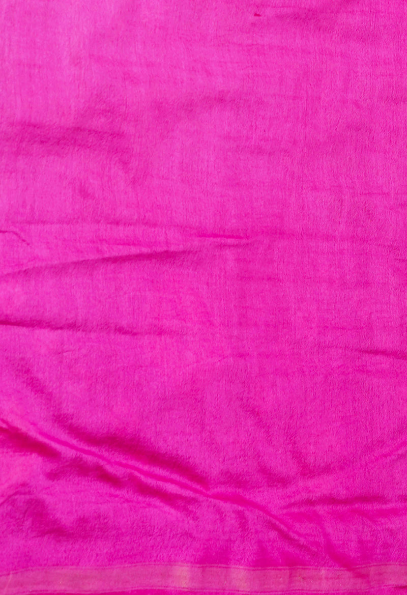 Dark Purple-Pink  Batik Printed Chanderi Sico Saree-UNM72988