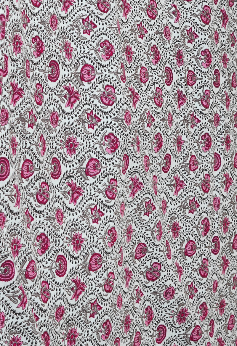 Pale Grey  Block Printed Meghalaya Checks Supernet Saree-UNM73011