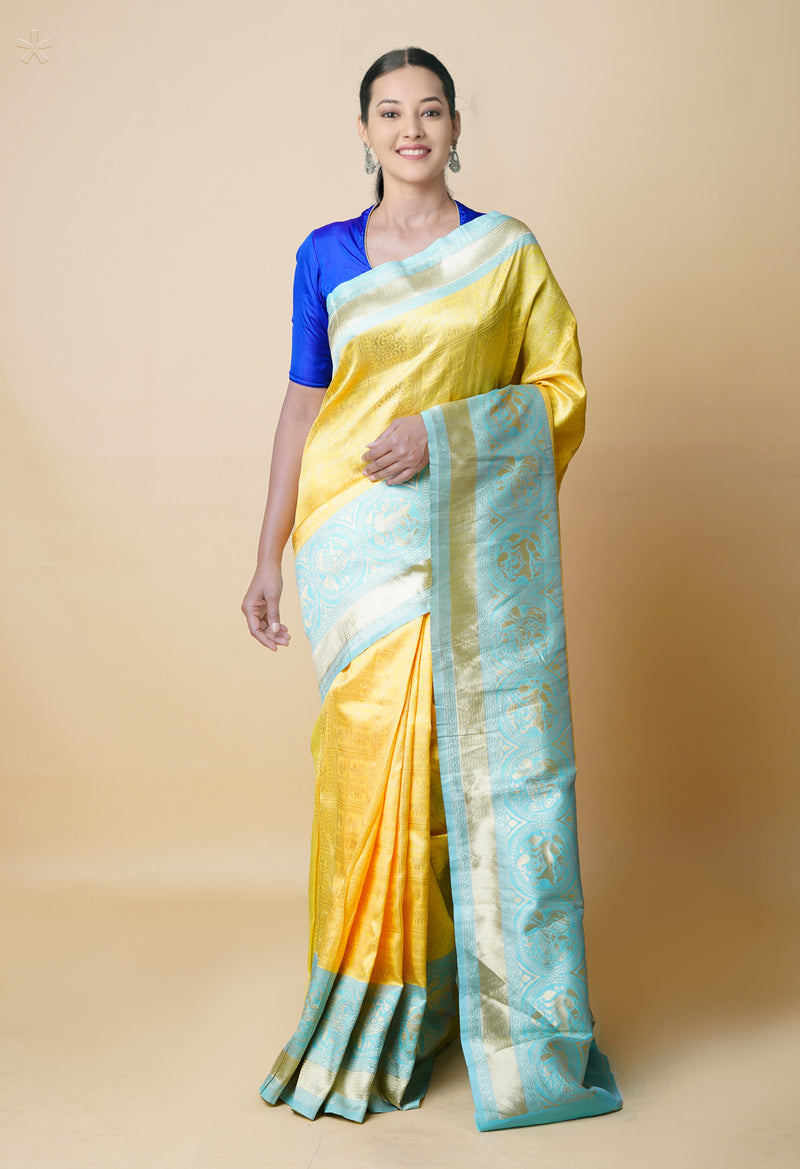 Yellow  Fancy Banarasi Silk Saree-UNM73027