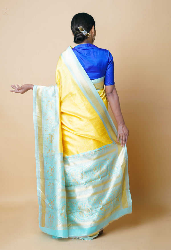 Yellow  Fancy Banarasi Silk Saree-UNM73027